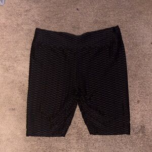 Black Textured Shorts